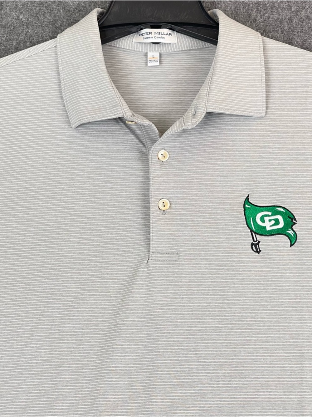 Peter Millar Summer Comfort Polo Shirt Mens L Charlotte Country Day Athletics